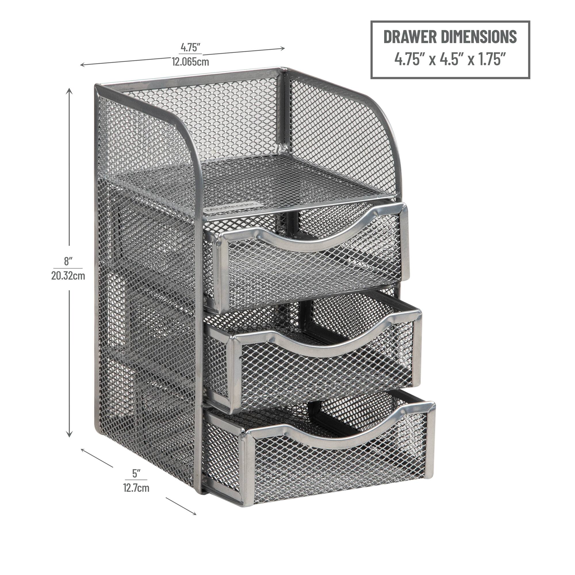 Mind Reader Desktop Accessory Storage, Paper Binder Clip Basket, Workspace, Office, Metal Mesh, 4.75"L x 5"W x 8"H, Silver